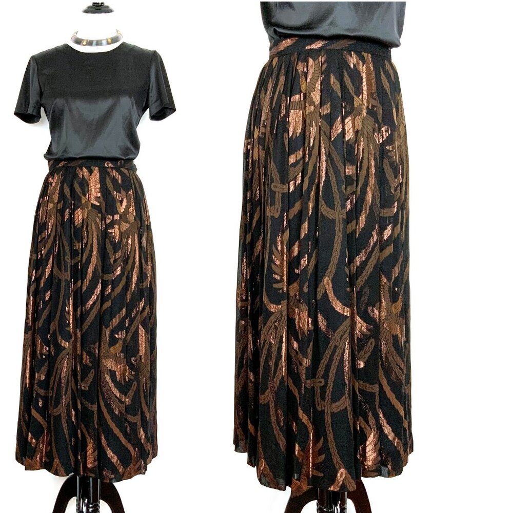 Vintage Evan Picone Pleated Maxi Evening Skirt Black Metallic Phoenix Sz 10 - 8 - Picture 6 of 16